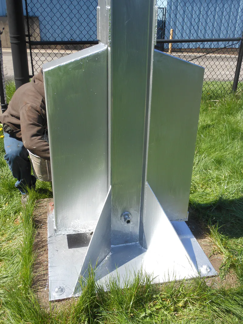 Newly fabricated aluminum base assembly ready for installation