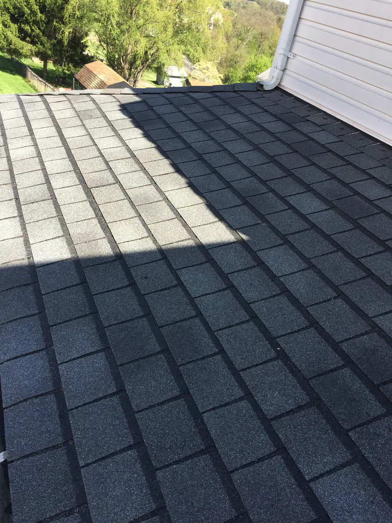 Newly laid shingle roof field